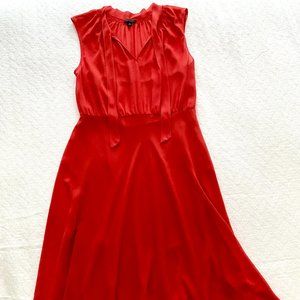 Ann Taylor Chiffon Georgette Orange Midi Dress Size 4